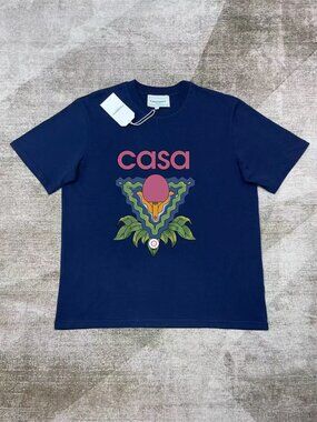 Casablanca Navy Blue Ping Pong Ball Print Short-Sleeve T-Shirt